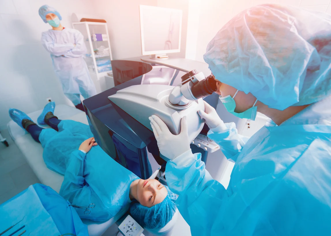 Patient undergoing eye surgery